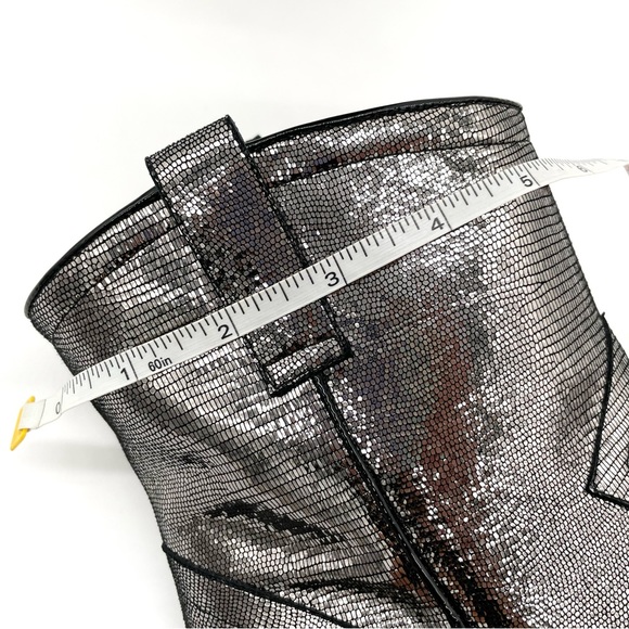 EUC Madison Maison Metallic Effect Silver Leather High Heel Booties 37.5 - Picture 13 of 13